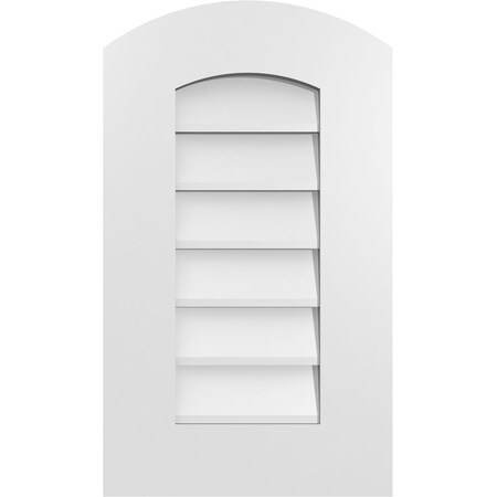 Ekena Millwork Arch Top Surface Mount PVC Gable Vent: Functional, w/ 3-1/2"W x 1"P Standard Frame, 14"W x 24"H GVPAR14X2401SF